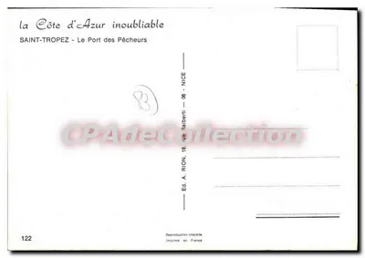 Saint-Tropez - Het visserijhaven — H. Barry — Uitgave A. Rion, 18, rue Ralberti, Nice — Achterkant