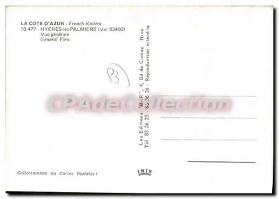 HYERES-les-PALMIERS — vista general — Ediciones 'MAR' Niza — Reverso