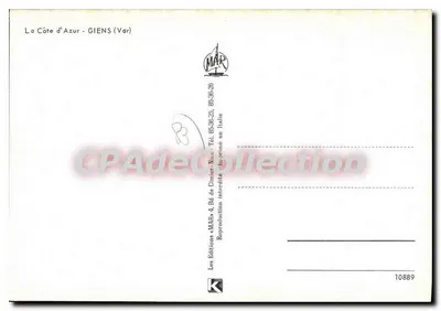 La Costa d'Azurra - GIENS (Var) — Les Éditions MAR — n° 10889 — Verso