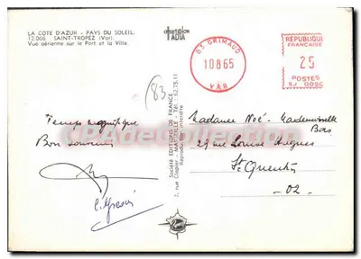 Saint-Tropez — Luchtfoto van de Haven en de Stad — Société Clapier, nr. 12.066 — Achterkant