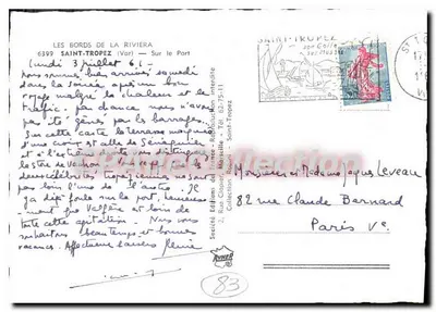 Les Bords de la Riviera — Sur le Port — Éditions de France, Saint-Tropez — Rewers
