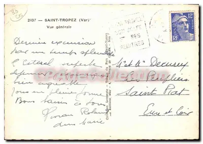 Saint-Tropez (Var) — Widok ogólny — Wydawnictwo Lecompte, nr 2497 — Rewers