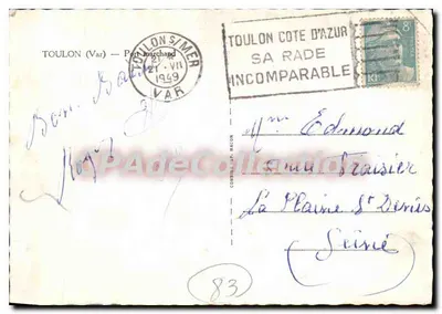 Porto di Tolone — vista del porto con una nave a vela — editore sconosciuto — Verso