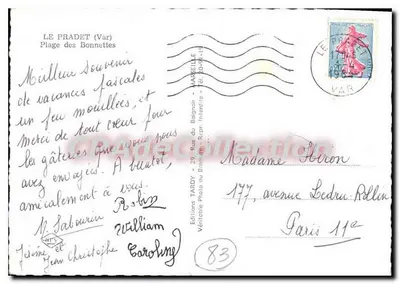 Ary — Praia das Bonnettes — Edições Tardy — Verso