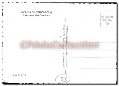 Gorges du Verdon (Var) — Restauracja Cavallers — Les Editions d'Art, Paryż — Rewers