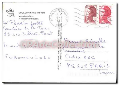 Collobrières (83-Var) — Vista geral e o loteamento Sybile — Edit. Tardy — Verso
