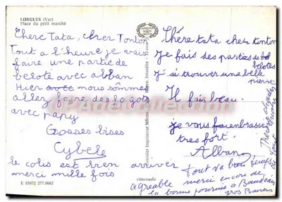 Lorgues (Var) — Place du petit marché — C. P. Ing — Verso
