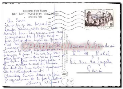 Saint-Tropez (Var) — Vista geral tirada do Forte — Sociedade Edições da França, edição ROBIN — Verso