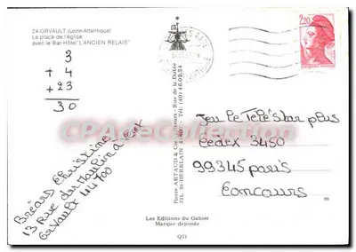 Orvault — Plac de Katedry z Bar-Hotel L'Anctien Relais — Wydawca: Pierre Artaud & Cie — Rewers