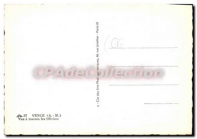 Vence — Vista através dos Oliveiros — Cie des Arts Photographiques, 44, rue Letellier - Paris — Verso