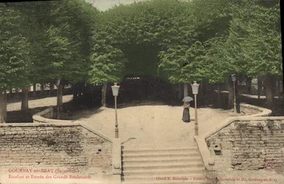 Gournay-en-Bray — Escada e Entrada dos Grandes Boulevards — Cliché E. Beaudoin, Edição Vve. E. Beaudoin e Filhos