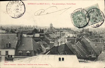 GOURNAY-en-BRAY (S.-I.) — Vista panorâmica, Parte Oeste — Cliché E. Beaudoin, Edição Vve G. Beaudoin e filhos, Gournay-en-Bray