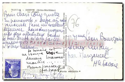 Port de Dieppe — vue du quai et des bateaux — La Cigogne, éditeur n°76.217.44 — Rewers