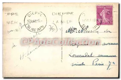Dieppe - Port lotniczy, zamek i skały — Wydawca: Nowi Wydawcy Dieppe, nr 195 — Rewers