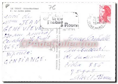 Le Trait (Seine-Maritime) — O Jardim Público — Comibier Imp. Macon — Verso