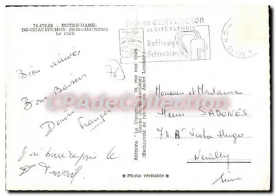 A Cegonha — Estabelecimento de Férias — Edições 'A Cegonha' (De Gravenchon, Seine-Maritime) — Verso