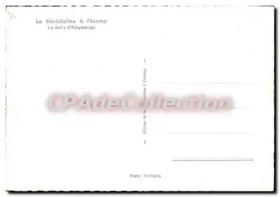 A Sala de Etiquetagem em Fécamp — La Bénédictine — Edição da La Bénédictine em Fécamp — Verso