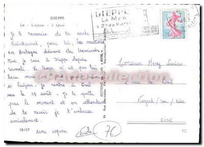Porto di Dieppe — Il transatlantico Libreux — Editore Estel, n. 55197 — Verso