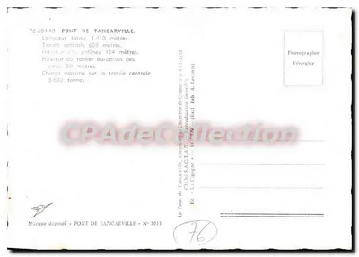 Most Tancarville — widok panoramiczny — wydawca: Izba Gospodarcza Tancarville, nr 7013 — Rewers