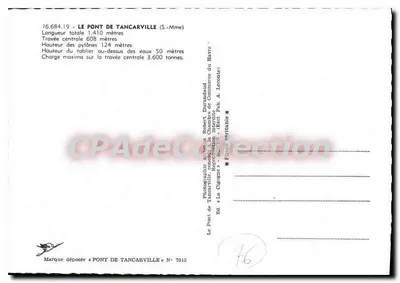 Most Tancarville — widok z powietrza — La Cigoigne, nr 7013 — Rewers