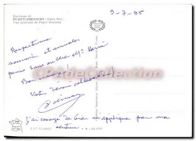 Puget-Theniers — Vista generale — Editore Interd. Ripr. 37-000 — Verso