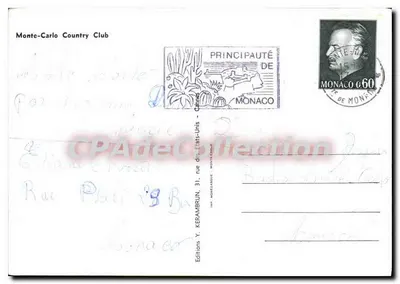Monte-Carlo Country Club — quadra de tênis — Edições Y. Kerambrun, Mônaco — Verso