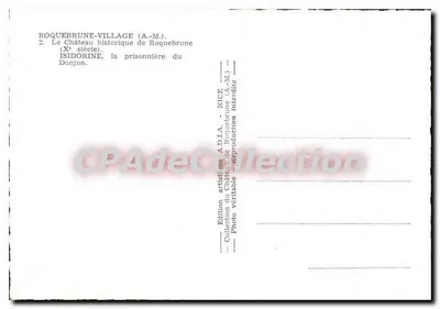 Roquebrune-Village — Castillo histórico, prisionera del Donjon — Edición artística ADIA, Niza — Reverso