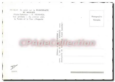 Widok z lotu nad Księstwem Monako — Turbie i Wieża Augusty — Éditions La Cigogne — Rewers