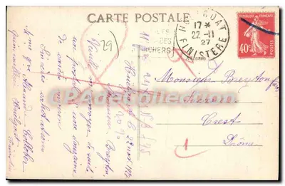 Jovem Bretão — Em traje tradicional — Coleção VILLARS, Quimper — Verso