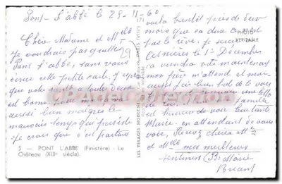 Most Pont-l'Abbé — Zamek (XIII wiek) — Wydawnictwo Les Tirages Modernes — Rewers