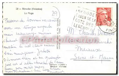 Bénodet (Finistère) — Plaża — Wydawca SABDY — Rewers