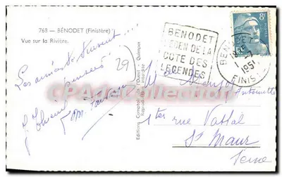 Bénodet (Finistère) — Widok na rzekę — Wydawnictwo Côte des Légendes, nr 768 — Rewers