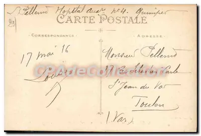 Quimper — Widok z wież katedry, na pierwszym planie król Grallon — Wydawca: Taud i Nozais, Nantes, n°38 — Rewers