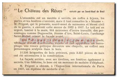 Le Château des Rêves — modèle miniature — I.C.A. 17 rue Jean-Jaurès - Brest — Rewers