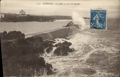 Douelan - A Ponte em um dia de tempestade — Coleção H. Laurent, Port-Louis
