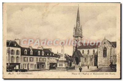 Landivisiau — Place de l'Église e Monument aux Morts — CPAdeCollection