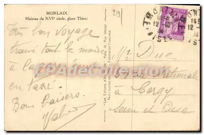 Dom z XVI wieku — plac Thiers — Les Éditions d'Art Martel — Rewers