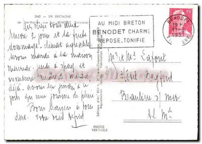 Ste-Marie uitzicht op BENODET (Finistère) — Éditions d'Art RCM — n° 2442 — Achterkant