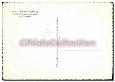 Jonge vrouwen en jonge mannen van Pont-Aven — La Belle Bretagne — J. Nozais, Nantes — Achterkant