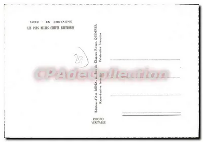 Kapelusze bretońskie — Najpiękniejsze kapelusze bretońskie — Wydawnictwo Sztuki RENA, Quimper — Rewers