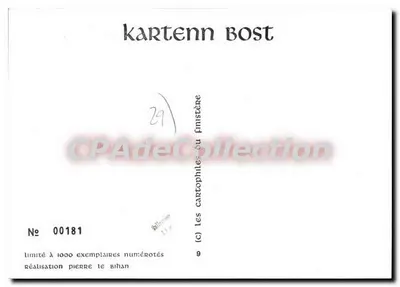 Saint-Renan — brasão com cavalo arquejante — editor Pierre Le Bihan, n° 00181 — Verso