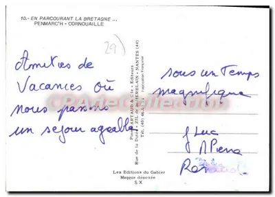Scena życia bretońskiego — Penmarc'h, Cornouaille — wydawca Pierre Artaud & Cie — Rewers