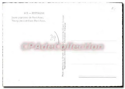 Jeune paysanne de Pont-Aven — Bretagne — Éditions Grand-Editions, n°613 — Verso
