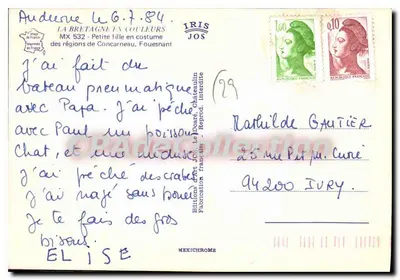 Meisje in kledingstuk — Bretagne, Fouesnant — Uitgave JOS — Achterkant