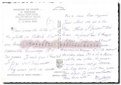Deux enfants en costume breton — scène de village à Pont-Aven — éditeur Gaby — Rückseite