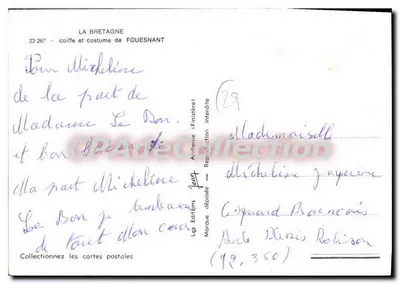 Fouesnant — Coifa e traje Bretão — Éditions Jean — Verso