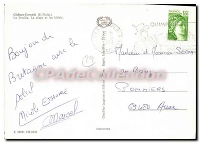 Clohars-Carnoët (S.-Finist.) — Le Pouldu. A praia e os hotéis — Cinq — Verso