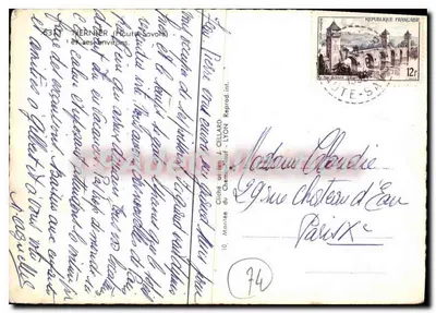 Nernier (Haute-Savoie) i jego okolice — widok z lotu ptaka — J. Cellard, Lyon — Rewers