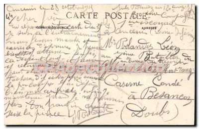 Ancenis (Loire-Inf.) — Le Caserne d'Infanterie prese a Ovest — Collezione F. Chapean, Nantes — Verso