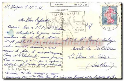 Vista da rua da República em Saint-Nazaire — editor 'REAL-PHOTO' e n° 8 — Verso
